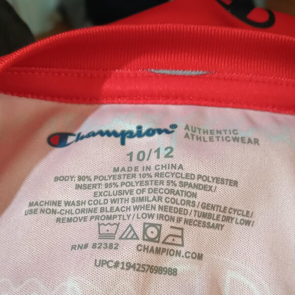 Champion Boys All Over Print T-Shirt 10-12 Red Signature Short Sleeve Top - Picture 4 of 4